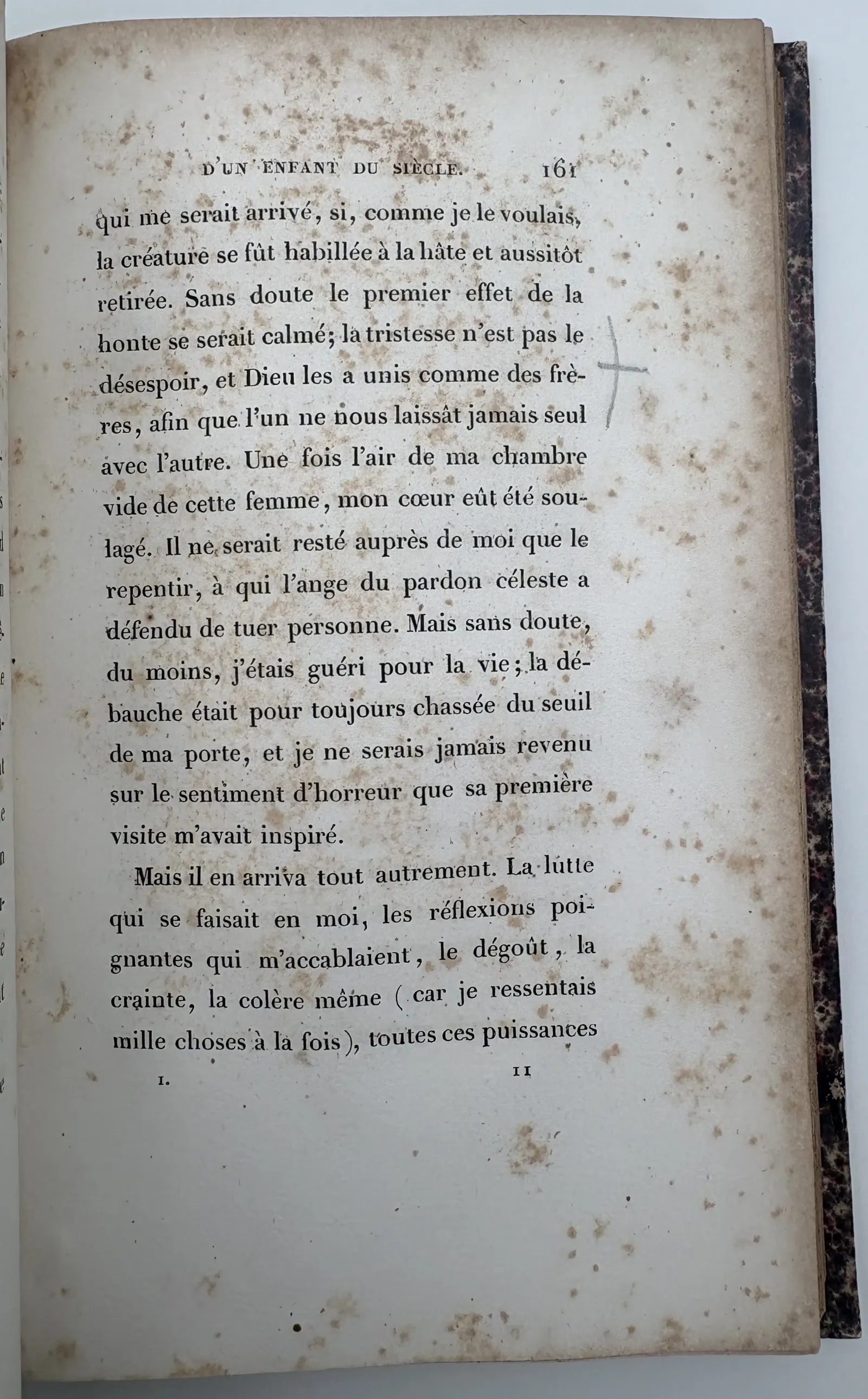 p. 161 — croix et trait, marge droite.
