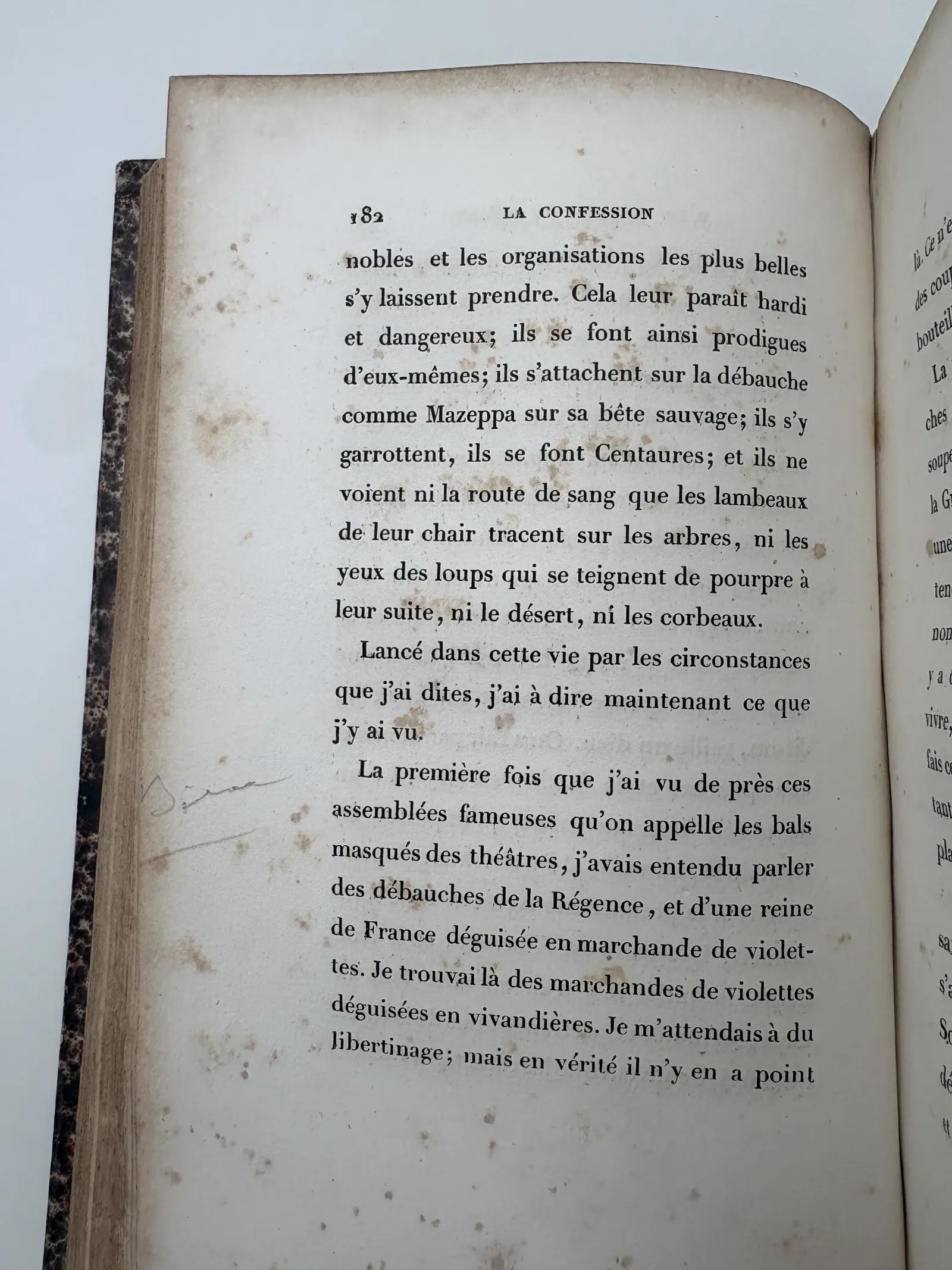 p. 182 — trait / accolade, marge gauche.